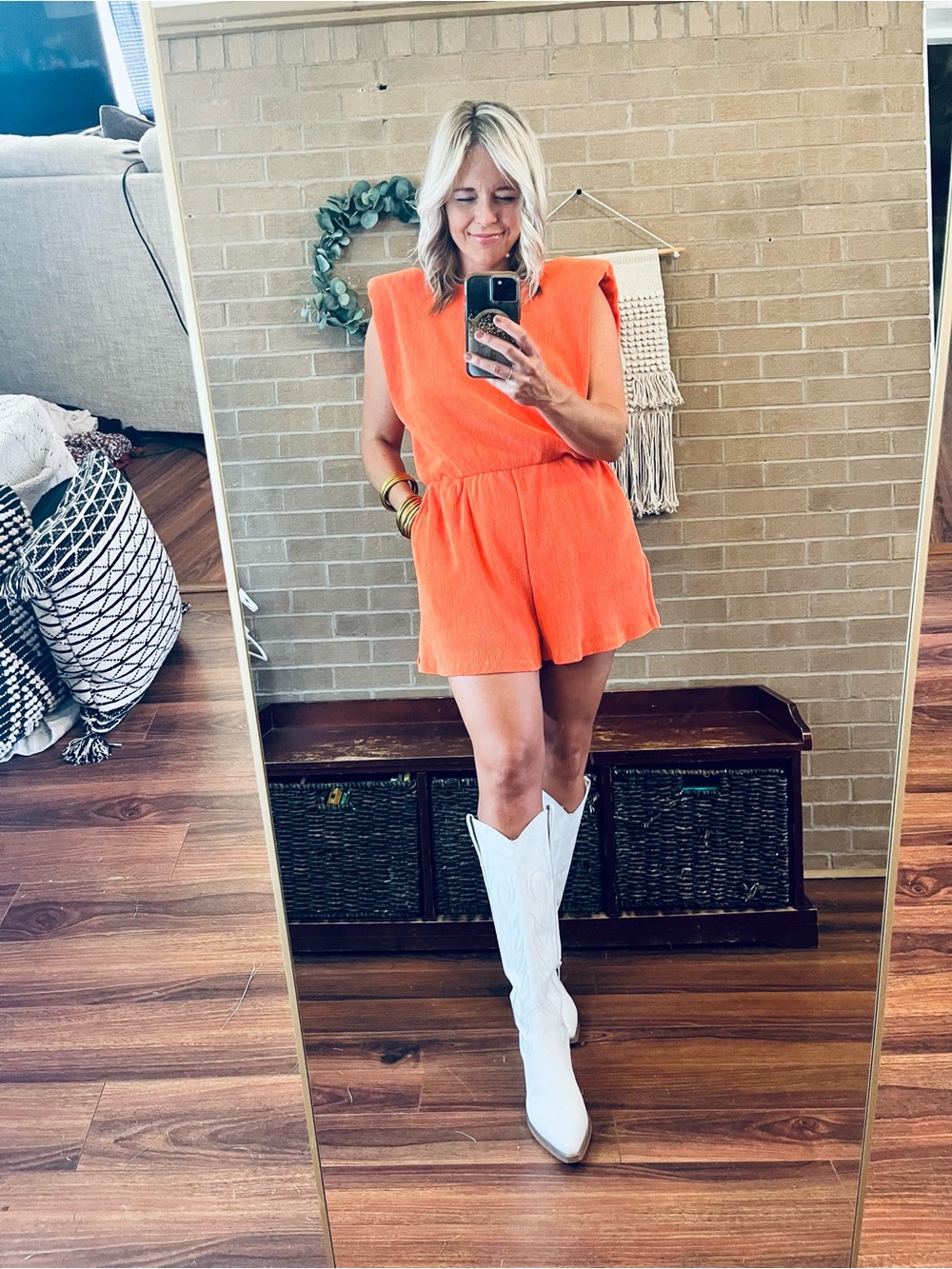 English Factory Bright Orange Sleeveless Romper
